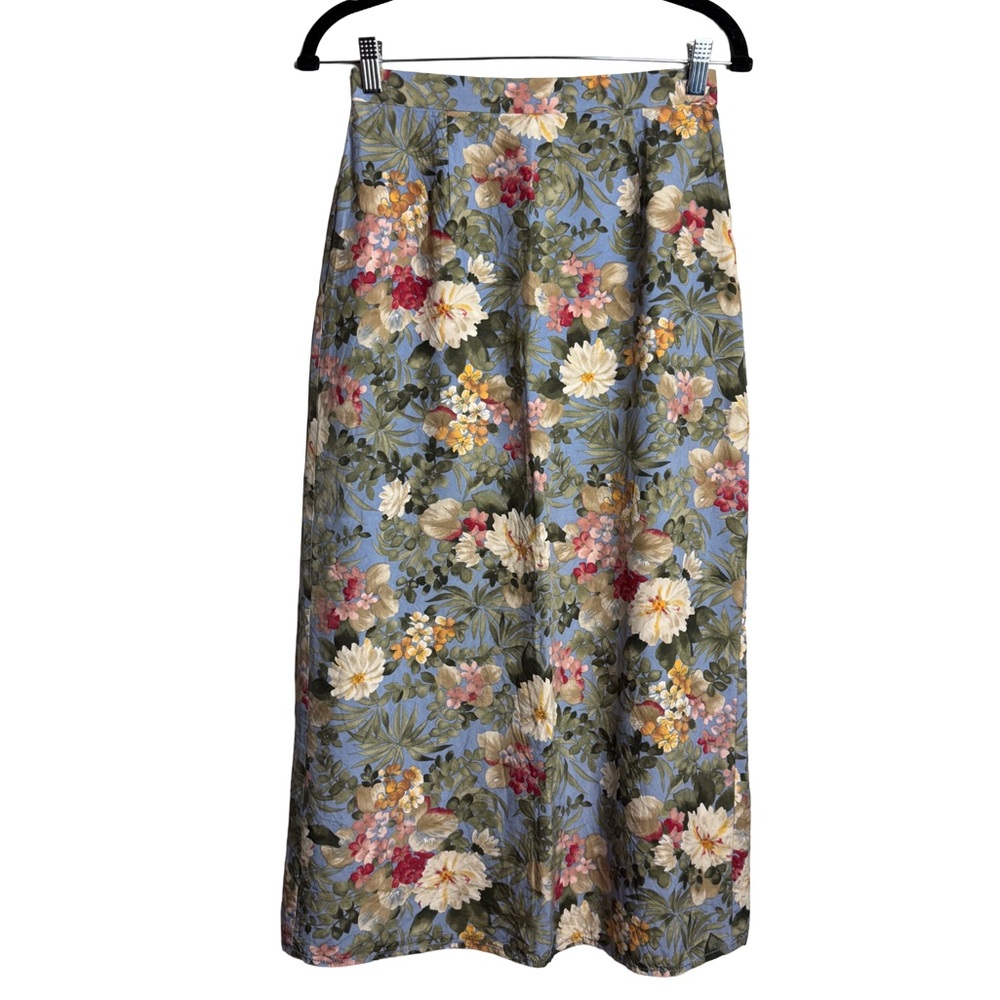 Petite Sophisticate 100% Silk Floral Maxi Skirt – Size 6